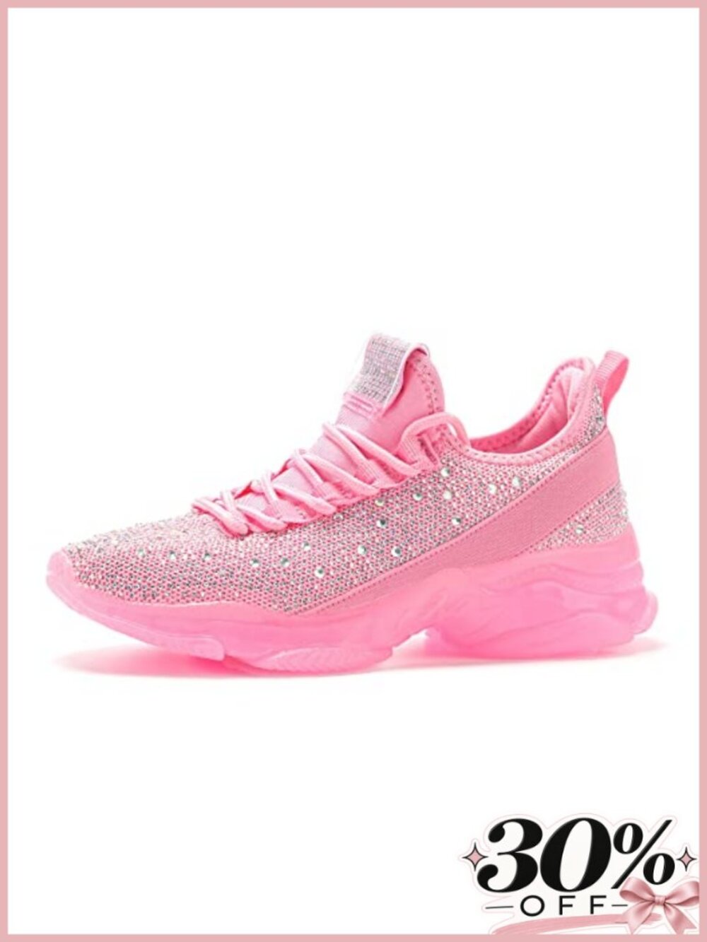 Rhinestone Mesh Slip On Walking Shoes Memory Foam Sneakers